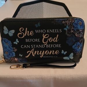 Floral Black Wristlet Wallet